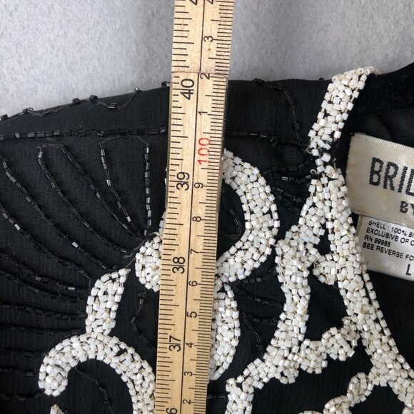 Vintage Brilliante by JA Dress Womens Large Black White Silk Beaded Cocktail - Picture 6 of 16